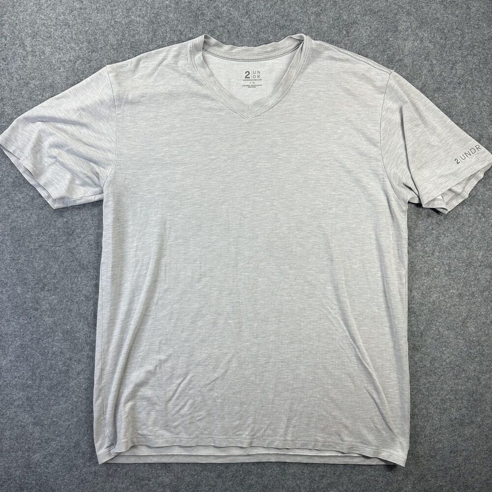 2UNDR Shirt Mens Large Gray V-Neck Performance Tee Tagless Modal Stretch
